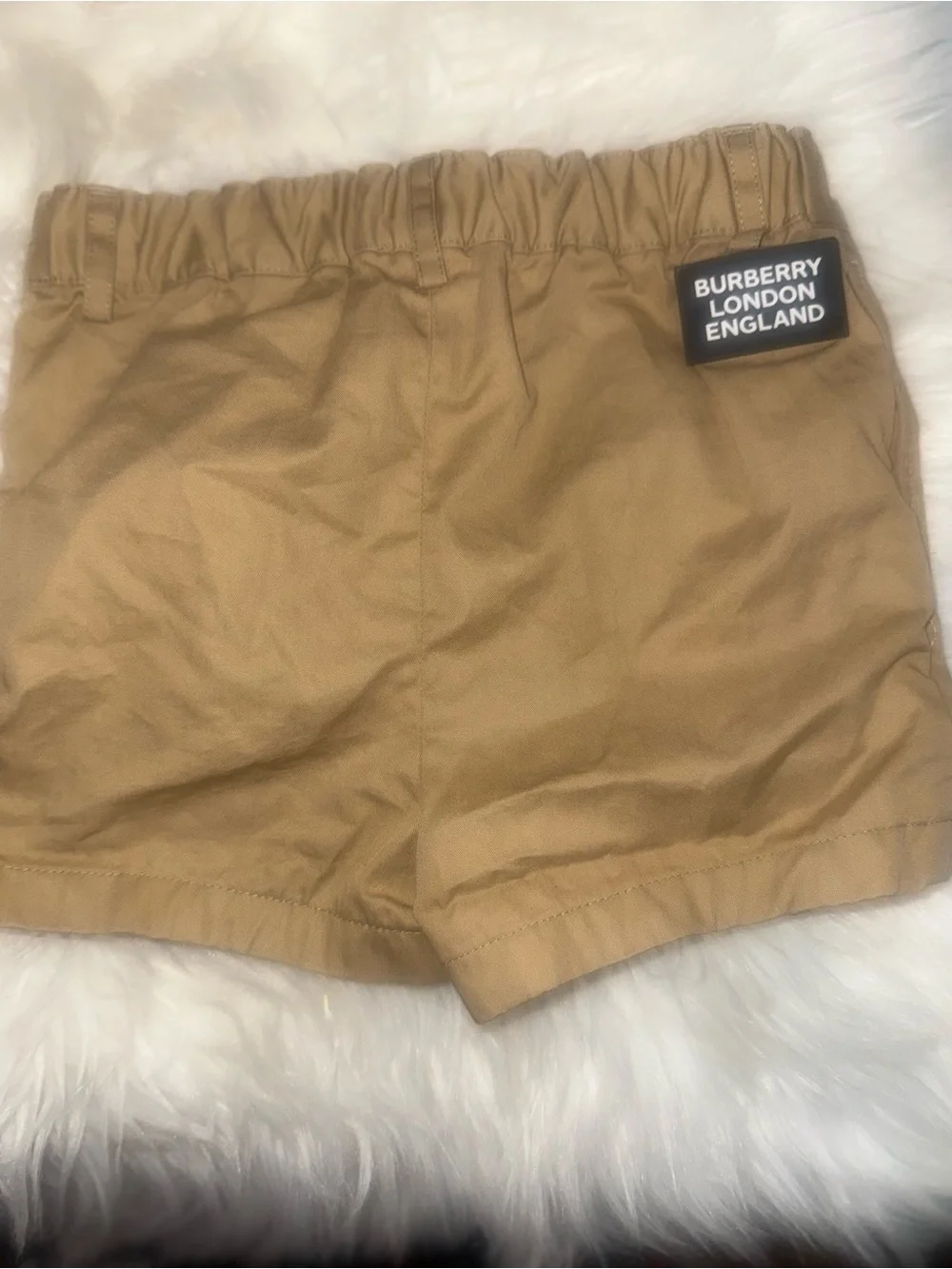 Burberry Tan and Black Elastic Waist Shorts Toddler size2y
